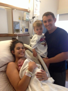 Another blurry shot but this was our first photo as a family of four. How lucky was I?!?